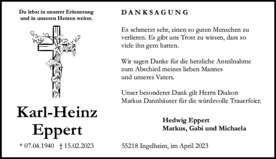Traueranzeige von Karl-Heinz Eppert von Allgemeine Zeitung Bingen/Ingelheim