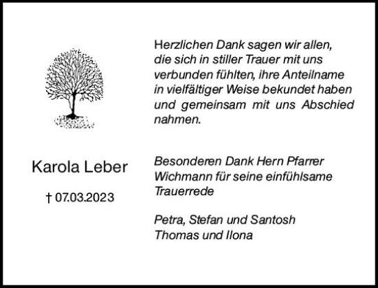 Traueranzeige von Karola Leber von Camberger Anzeiger