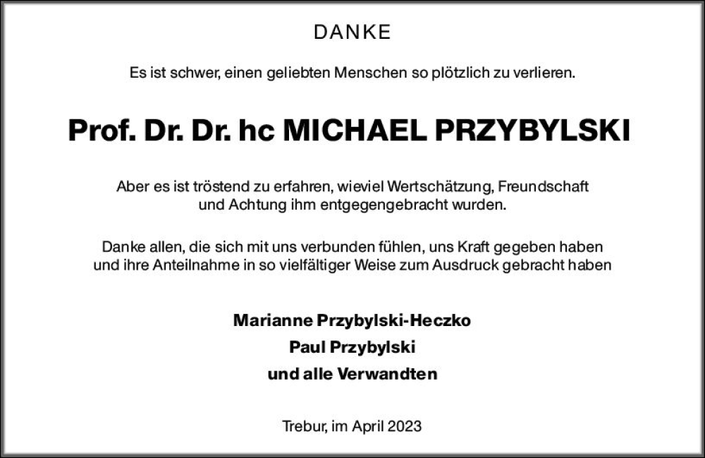  Traueranzeige für Michael Przybylski vom 08.04.2023 aus Rüsselsheimer Echo