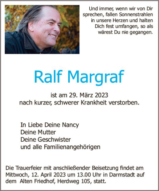 Traueranzeige von Ralf Margraf von Darmstädter Echo