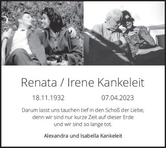 Traueranzeige von Renata und Egbert Kankeleit von Darmstädter Echo