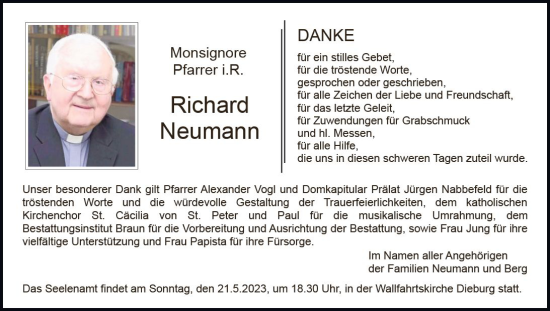 Traueranzeige von Richard Neumann von Dieburger Anzeiger/Groß-Zimmerner Lokal-Anzeiger