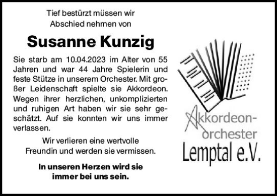 Traueranzeige von Susanne Kunzig von Wetzlarer Neue Zeitung