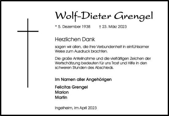 Traueranzeige von Wolf-Dieter Gregel von Allgemeine Zeitung Bingen/Ingelheim