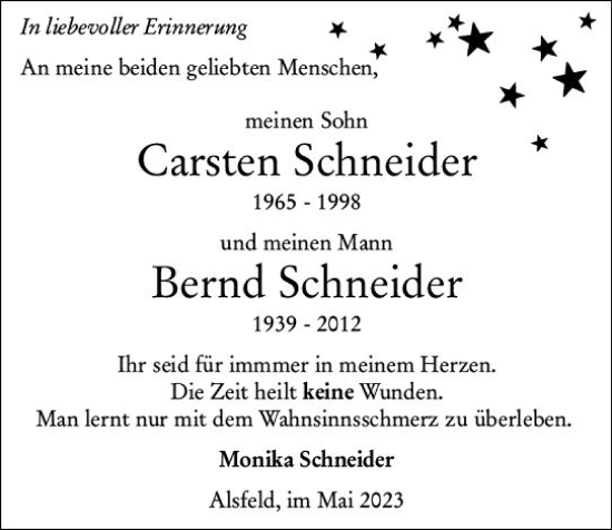 Traueranzeige von Bernd Schneider von VRM Trauer