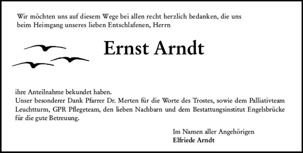  Traueranzeige für Ernst Arndt vom 05.05.2023 aus Rüsselsheimer Echo