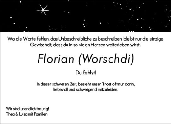 Traueranzeige von Florian Treusch von Odenwälder Echo