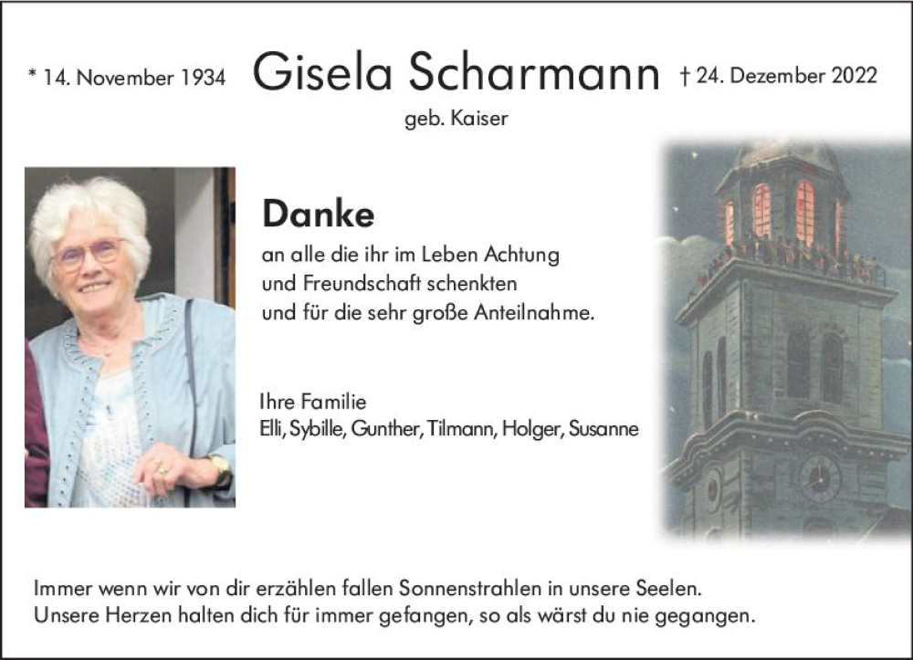  Traueranzeige für Gisela Scharmann vom 20.05.2023 aus VRM Trauer