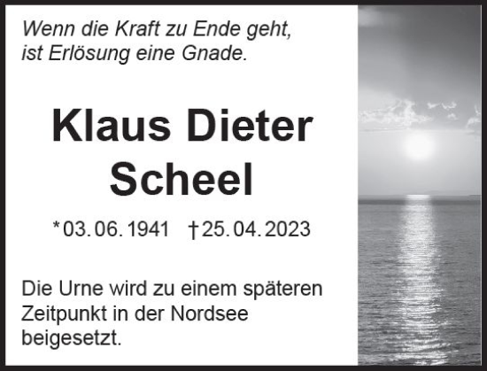Traueranzeige von Klaus Dieter Scheel von Darmstädter Echo