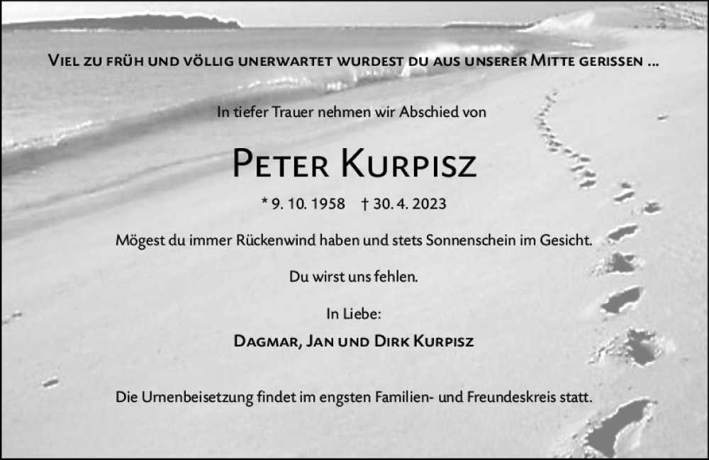  Traueranzeige für Peter Kurpisz vom 12.05.2023 aus Rüsselsheimer Echo