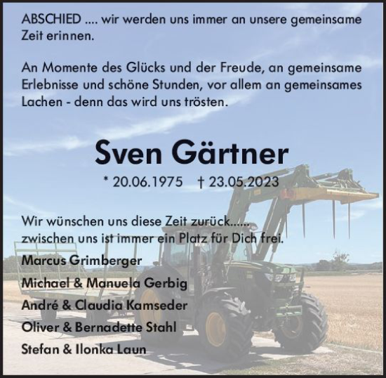 Traueranzeige von Sven Gärtner von Groß-Gerauer Echo