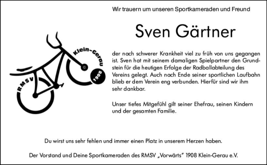 Traueranzeige von Sven Gärtner von Groß-Gerauer Echo