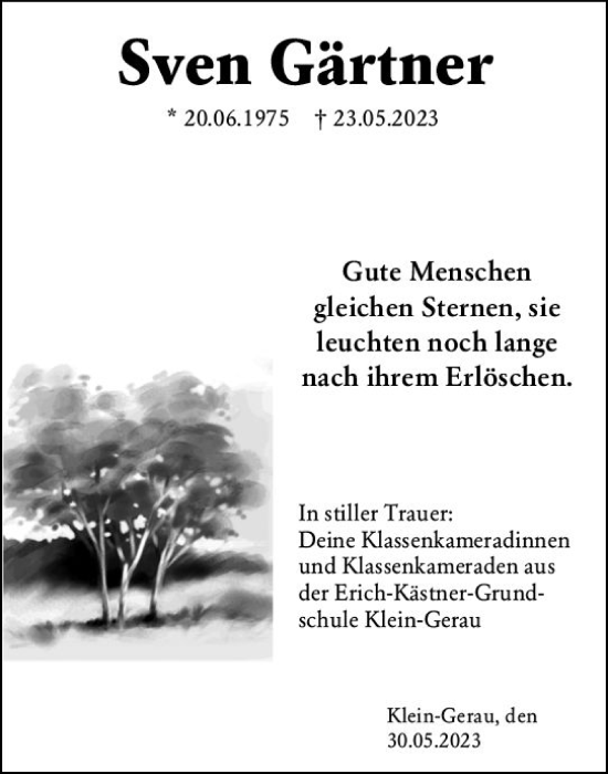 Traueranzeige von Sven Gärtner von Groß-Gerauer Echo