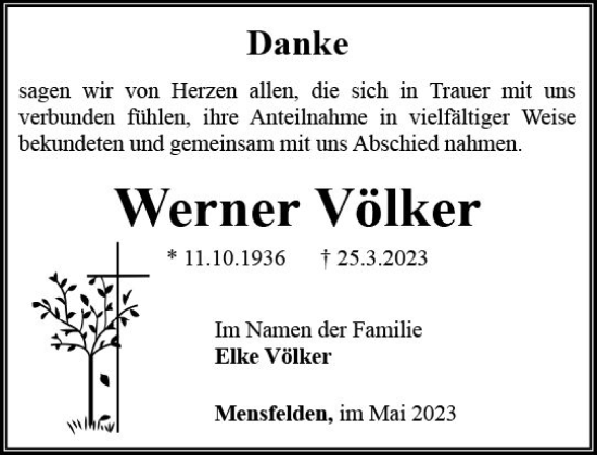 Traueranzeige von Werner Völker von Nassauische Neue Presse