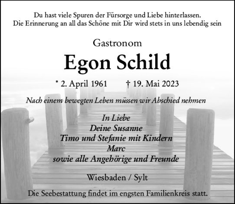  Traueranzeige für Egon Schild vom 10.06.2023 aus Rheingau Kurier