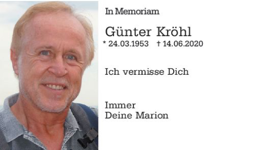 Traueranzeige von Günter Kröhl von Allgemeine Zeitung Bingen/Ingelheim