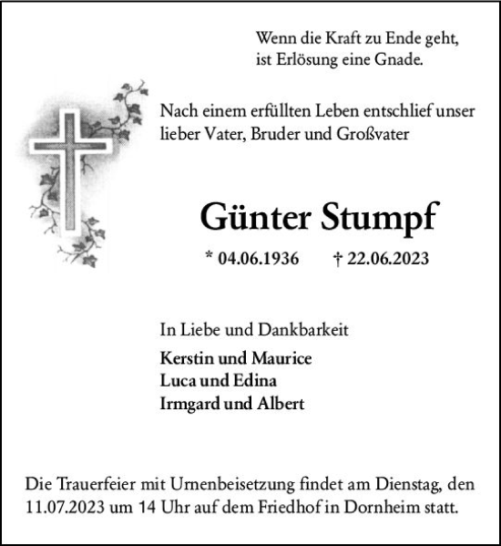 Traueranzeige von Günter Stumpf von Groß-Gerauer Echo