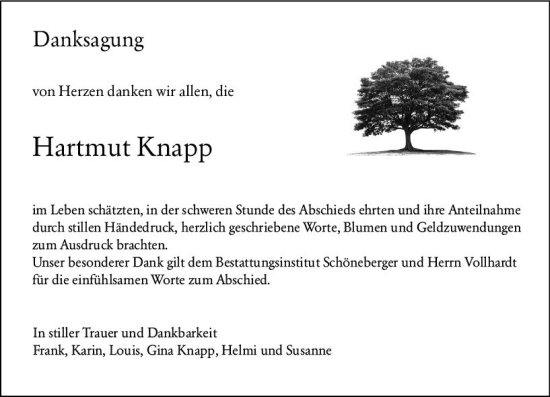 Traueranzeige von Hartmut Knapp von Groß-Gerauer Echo