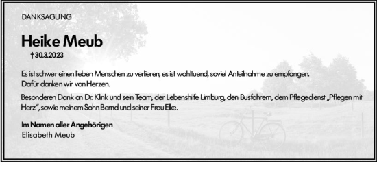 Traueranzeige von Heike Meub von Camberger Anzeiger
