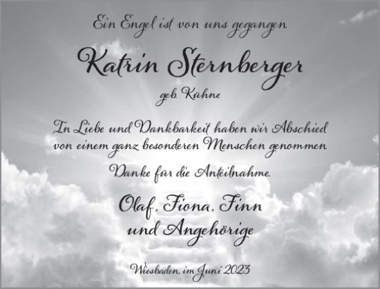 Traueranzeige von Katrin Sternberger von Wiesbadener Kurier