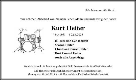 Traueranzeige von Kurt Heiter von Wiesbadener Kurier