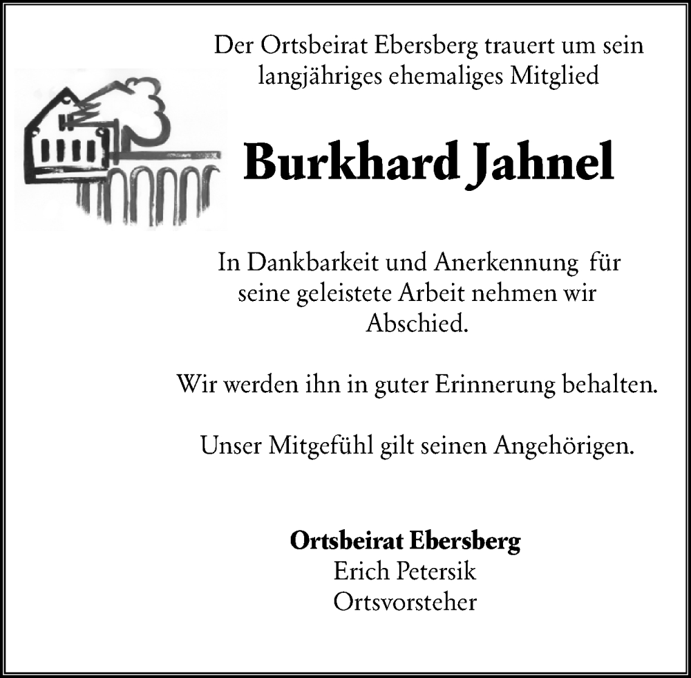  Traueranzeige für Burkhard Jahnel vom 29.07.2023 aus Odenwälder Echo