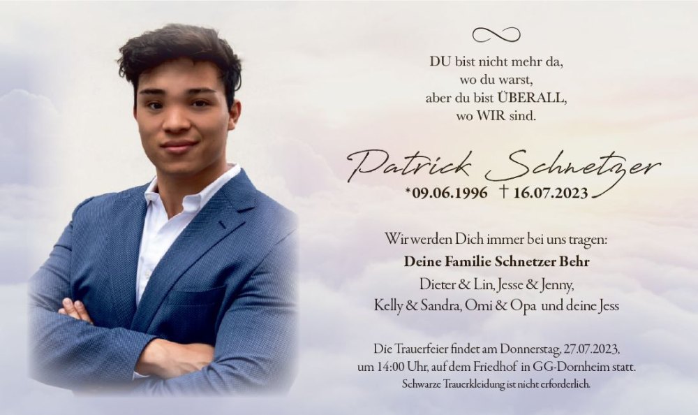  Traueranzeige für Patrick Schnetzer vom 26.07.2023 aus Groß-Gerauer Echo