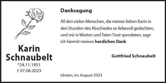 Traueranzeige von Gottfried Schnaubelt von Idsteiner Land/Untertaunus