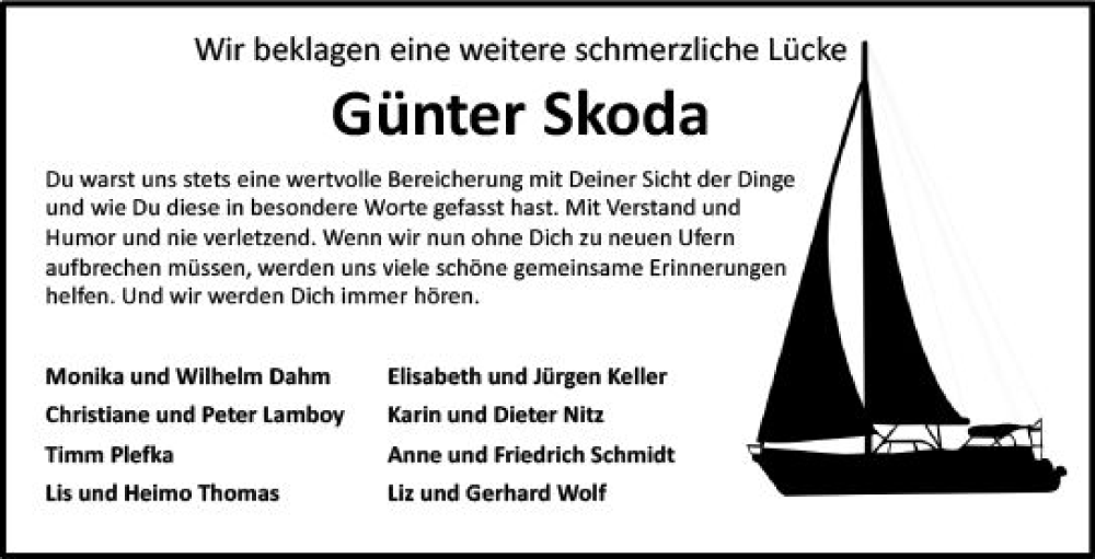  Traueranzeige für Günter Skoda vom 05.08.2023 aus Darmstädter Echo