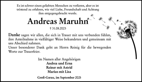 Traueranzeige von Andreas Maruhn von Groß-Gerauer Echo