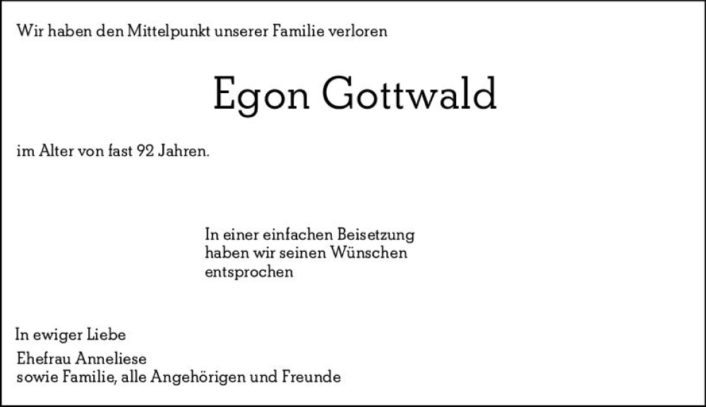  Traueranzeige für Egon Gottwald vom 02.09.2023 aus Allgemeine Zeitung Mainz