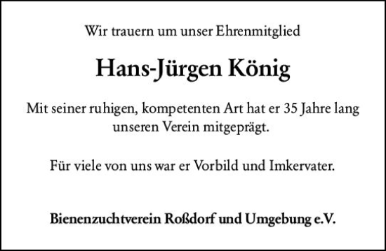 Traueranzeige von Hans-Jürgen König von Darmstädter Echo