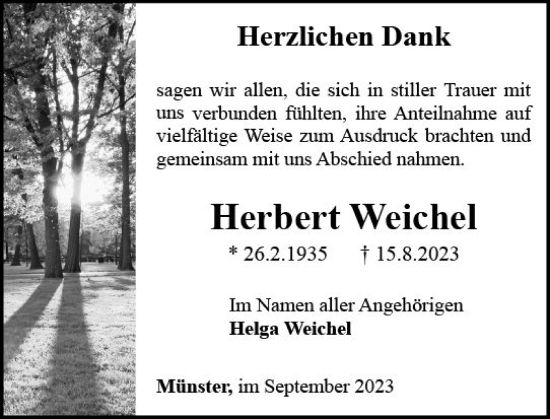 Traueranzeige von Herbert Weichel von Camberger Anzeiger