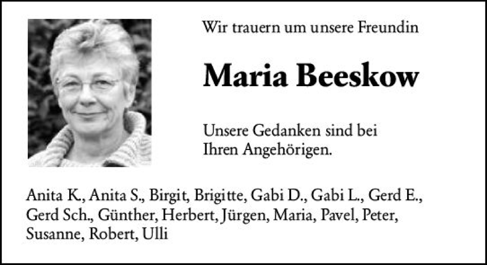  Traueranzeige für Maria Beeskow vom 23.09.2023 aus Darmstädter Echo