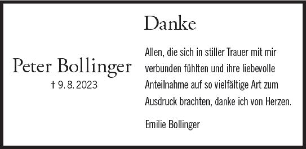  Traueranzeige für Peter Bollinger vom 30.09.2023 aus Wormser Zeitung