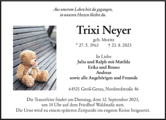 Traueranzeige von Trixi Neyer von Groß-Gerauer Echo