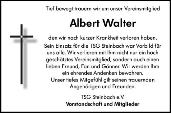 Traueranzeige von Albert Walter von Odenwälder Echo