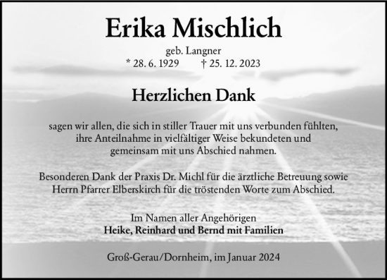 Traueranzeige von Erika Mischlich von Groß-Gerauer Echo