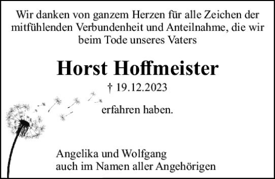 Traueranzeige von Horst Hoffmeister von Rüsselsheimer Echo