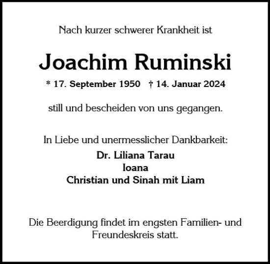 Traueranzeige von Joachim Ruminski von Wiesbadener Kurier