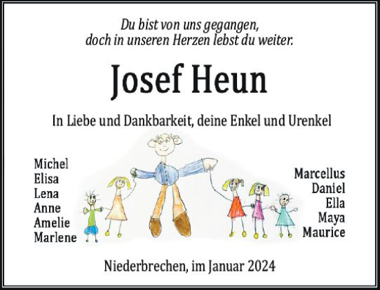 Traueranzeige von Josef Heun von Camberger Anzeiger