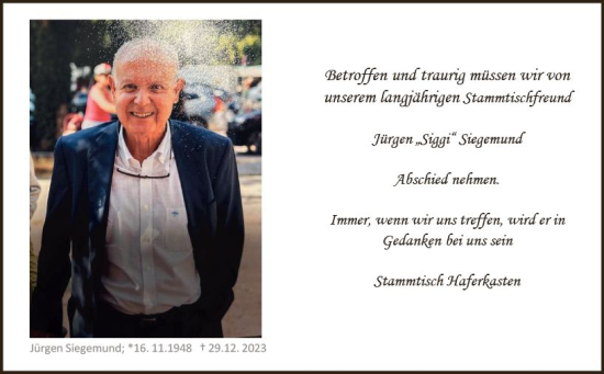 Traueranzeige von Jürgen Siegemund von Rüsselsheimer Echo