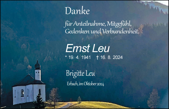 Traueranzeige von Ernst Leu von Odenwälder Echo