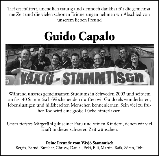 Traueranzeige von Guido Capalo von Allgemeine Zeitung Mainz