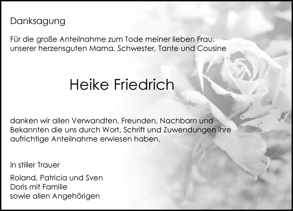  Traueranzeige für Heike Friedrich vom 26.10.2024 aus Rüsselsheimer Echo