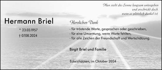 Traueranzeige von Hermann Briel von Hinterländer Anzeiger