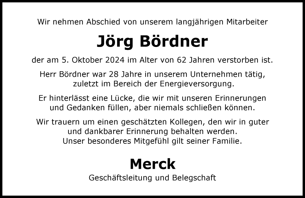  Traueranzeige für Jörg Bördner vom 19.10.2024 aus Darmstädter Echo