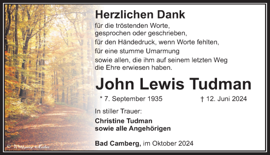 Traueranzeige von John Lewis Tudmann von Nassauische Neue Presse