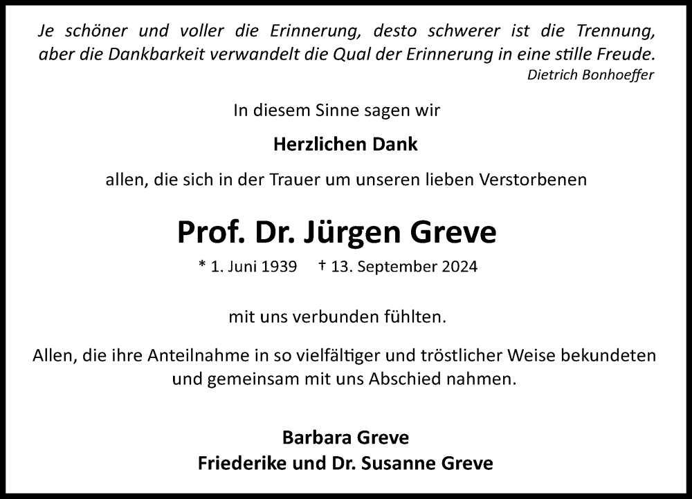  Traueranzeige für Jürgen Greve vom 12.10.2024 aus Darmstädter Echo