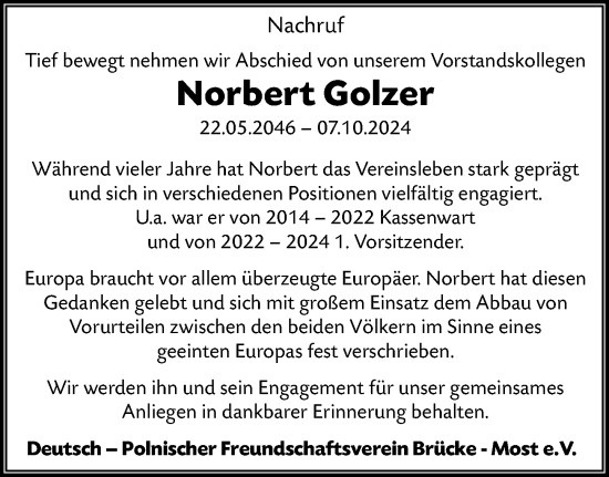 Traueranzeige von Norbert Golzer von Starkenburger Echo